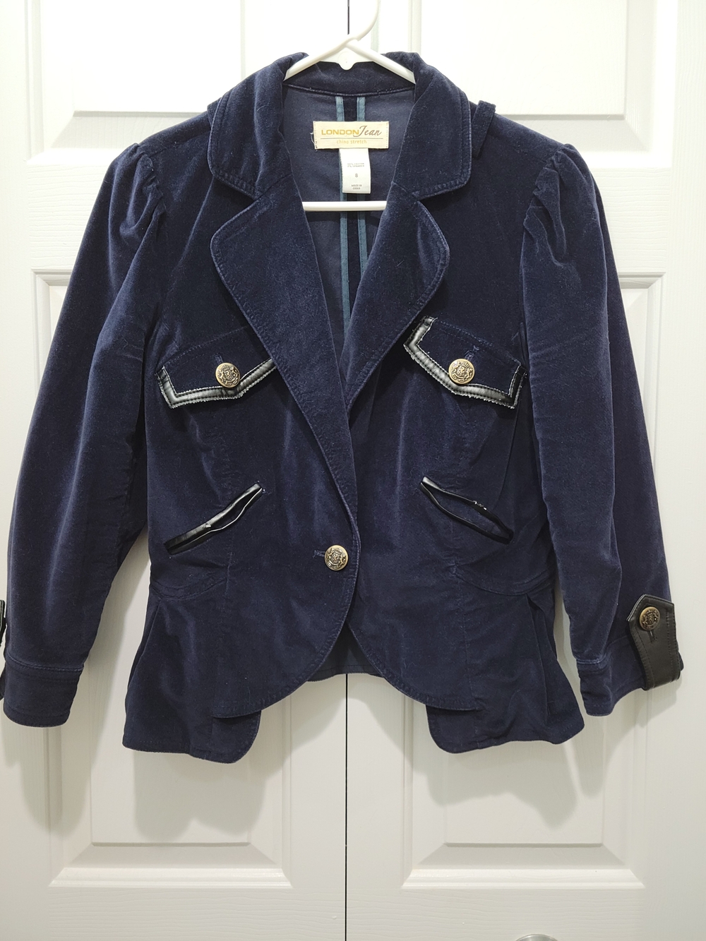 Vintage LONDONJEAN For Victoria's Secret Navy Velvet Blazer Jacket